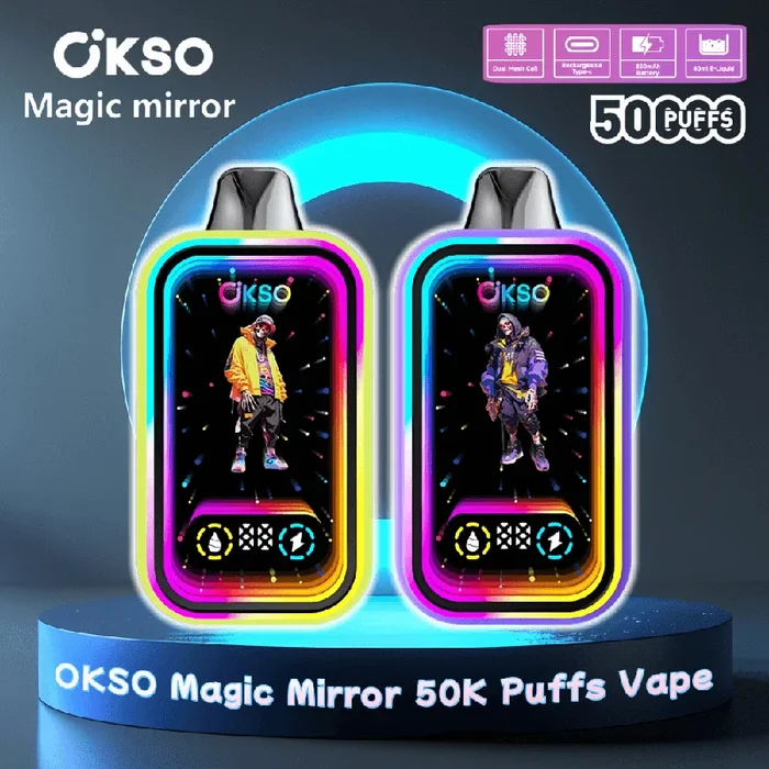 OKSO Magic Mirror 50000 50K Puffs Vape monouso 0% 2% 3% 5% Nicotina 10 gusti Display LED Design a specchio Fabbrica diretta
