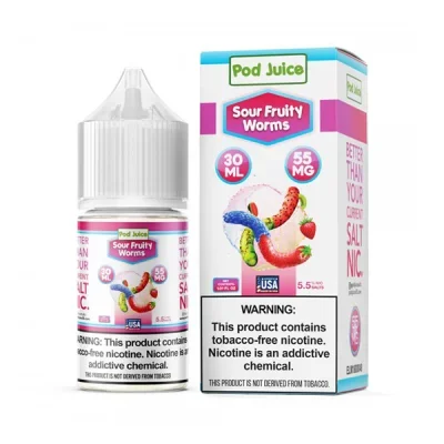 Pod Juice Sour Fruity Worms TFN Salt Nic E-Juice 30ml